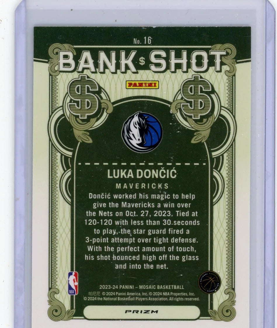 Luka Doncic 2023-24 Panini Mosaic Bank Shot Silver