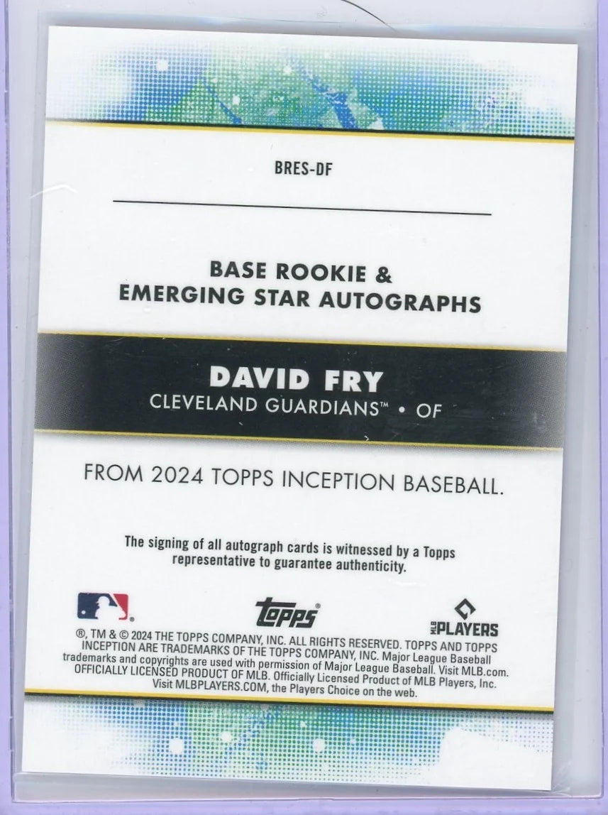 David Fry 2024 Topps Inception Autograph #'d 26/75