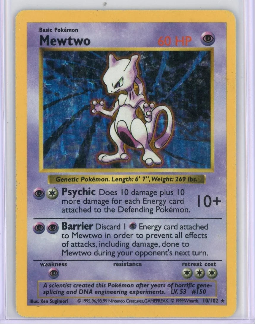 Mewtwo Pokémon Base Set Shadowless Holo #10/102