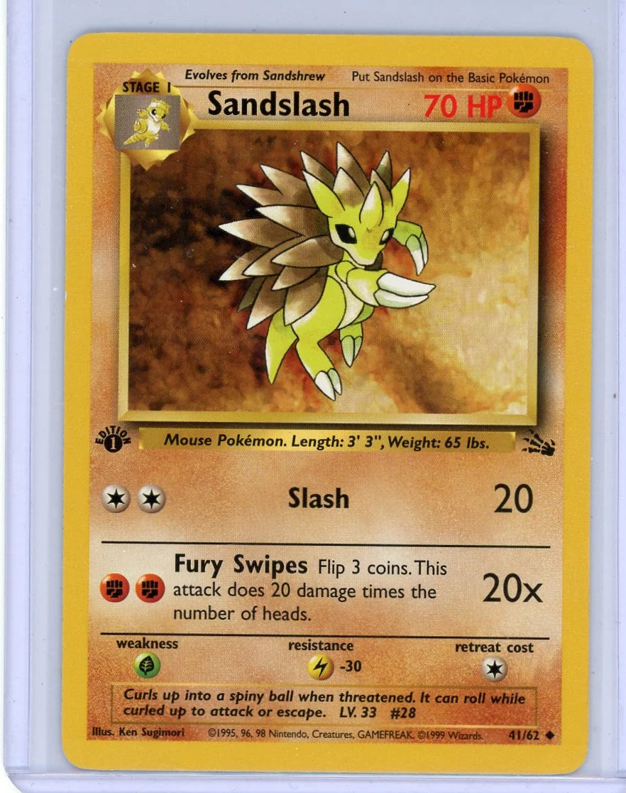 Sandslash Pokémon Fossil Rare 1st Edition Rare #41/62