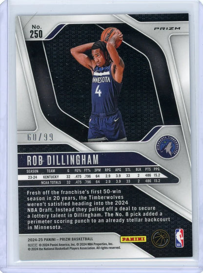 Rob Dillingham 2024-25 Panini Prizm Blue Pulsar Prizm RC #'d 60/99