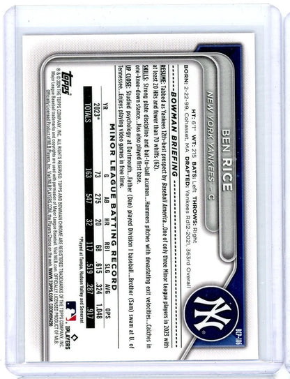 Ben Rice 2024 Bowman Chrome Pink Mojo Refractor /199
