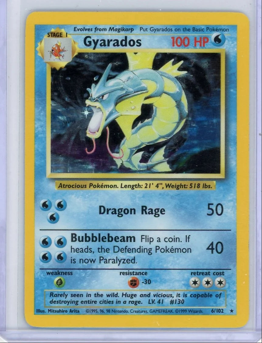 Gyarados Pokémon Base Set Unlimited Holo #6/102 LP