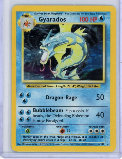 Gyarados Pokémon Base Set Unlimited Holo #6/102 LP