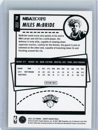 Miles McBride 2021-22 Panini NBA Hoops Artist Proof #'d 14/25