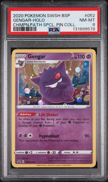 Gengar Pokémon Champion's Path Special Pin Collection Promo #SWSH052 PSA 8