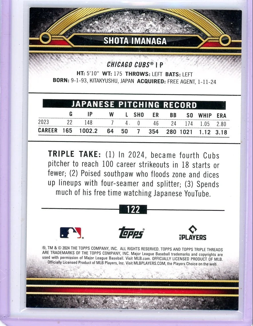 Shota Imanaga 2024 Topps Triple Threads Black RC #'d 39/50