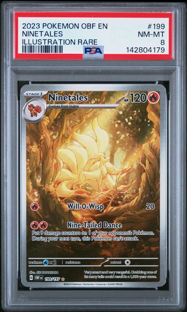 Ninetales Pokemon Obsidian Flames Illustration rare #199/197 PSA 8