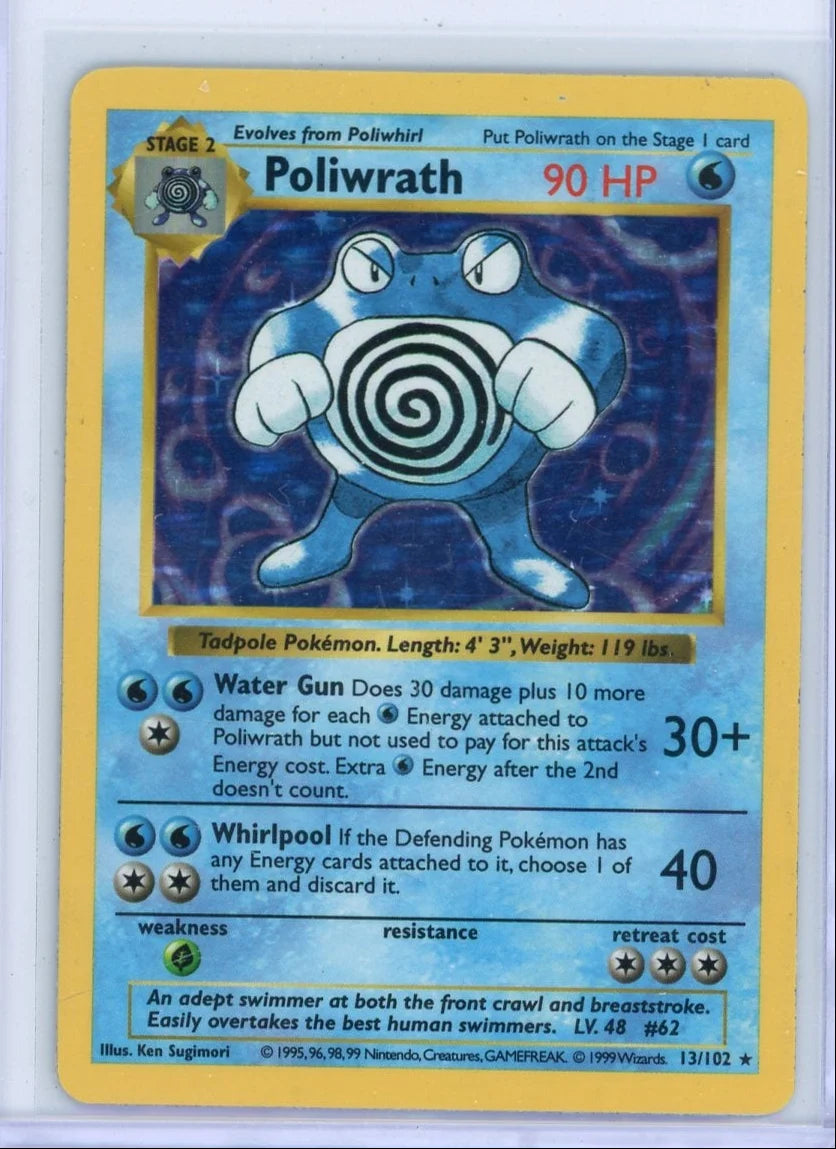 Poliwrath 1999 Pokemon Base Set Shadowless holo #13/102 MP