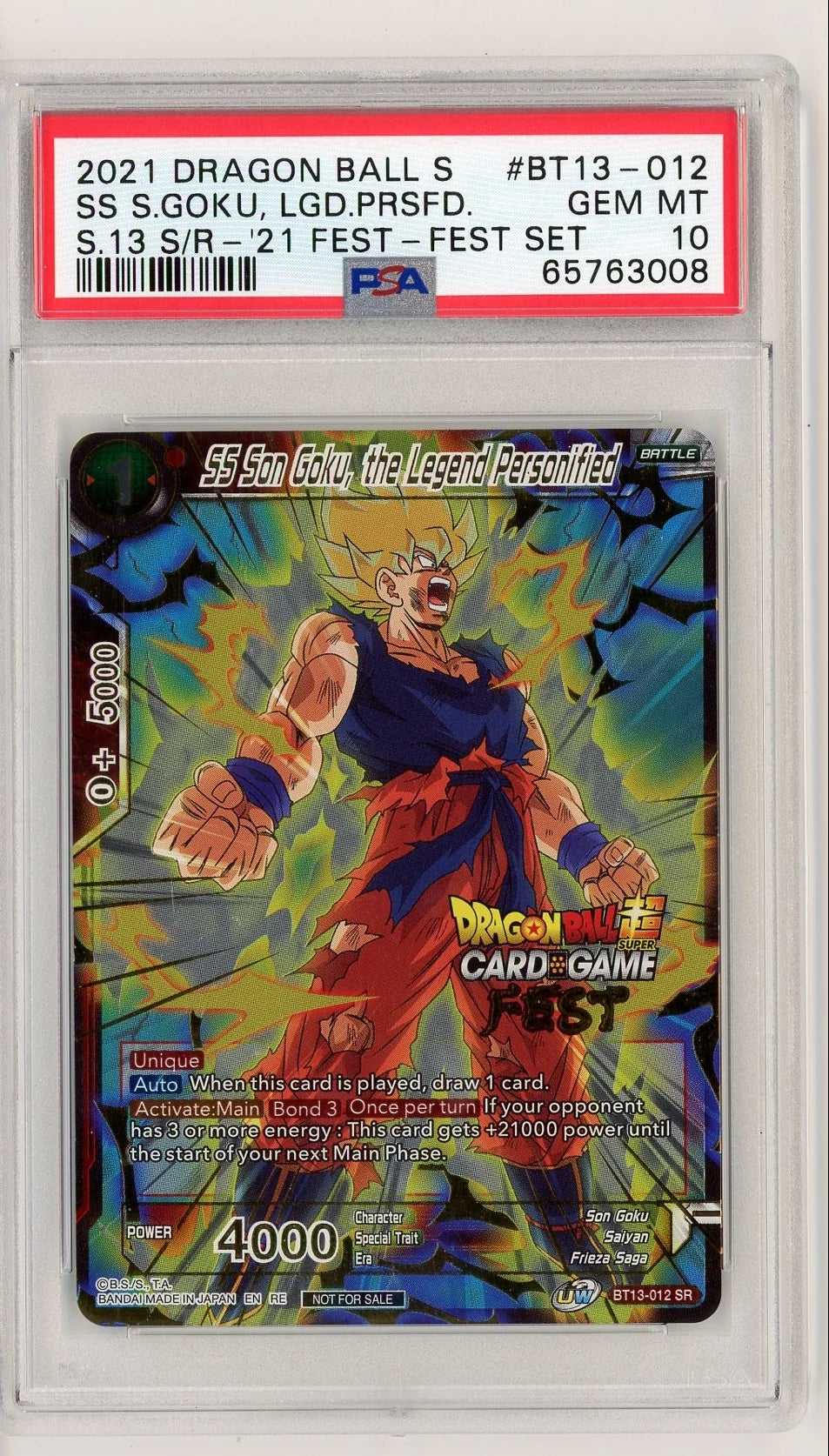 SS Son Goku, the Legend Personified S.13 Super Fan Fest #BT13-012 PSA 10