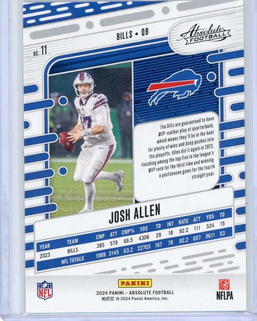 Josh Allen 2025 Absolute Football Orange #'d 18/299