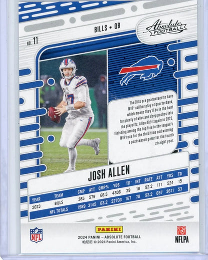 Josh Allen 2025 Absolute Football Orange #'d 18/299