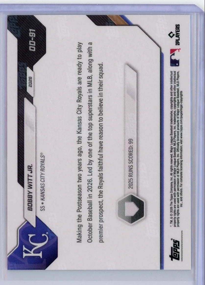 Bobby Witt Jr. 2026 Topps Now Opening Day Green Foil #'d 01/99
