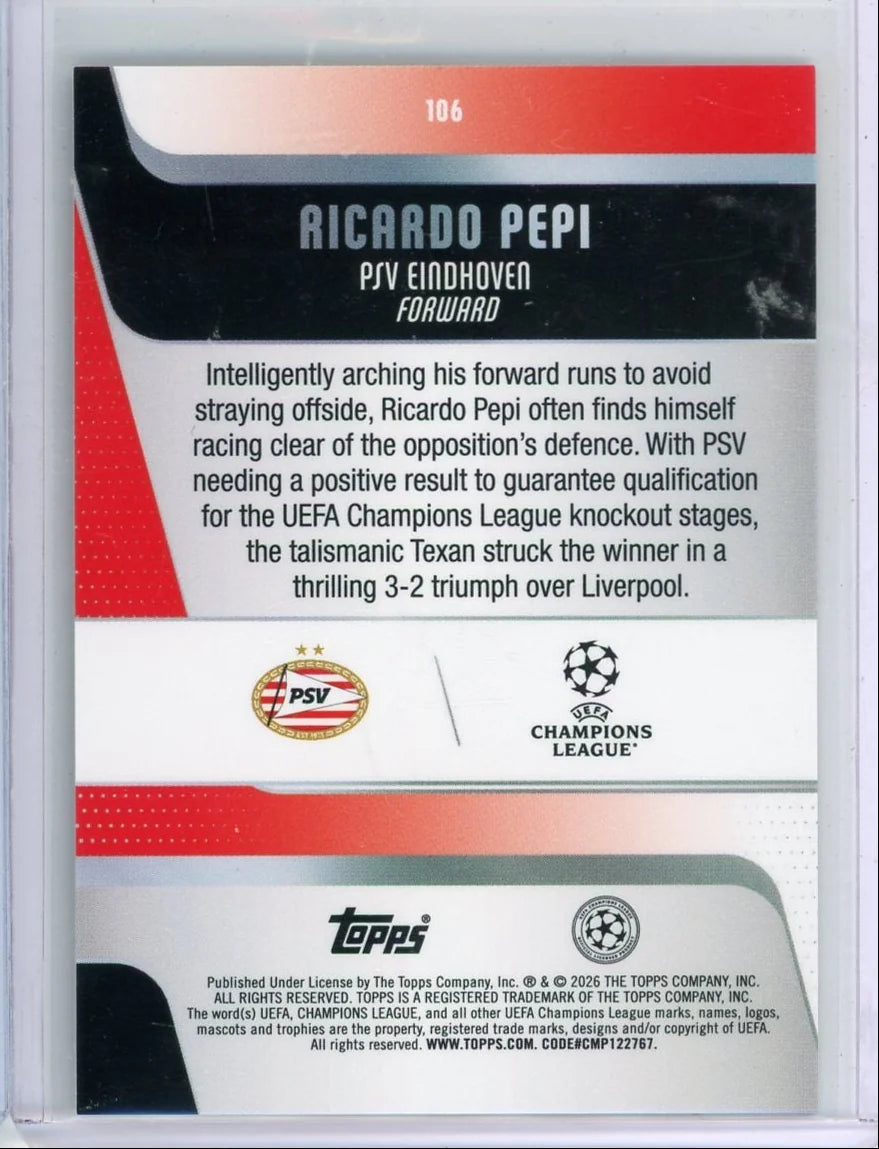 Ricardo Pepi 2025-26 Topps UEFA CC purple foil #'d 125/250