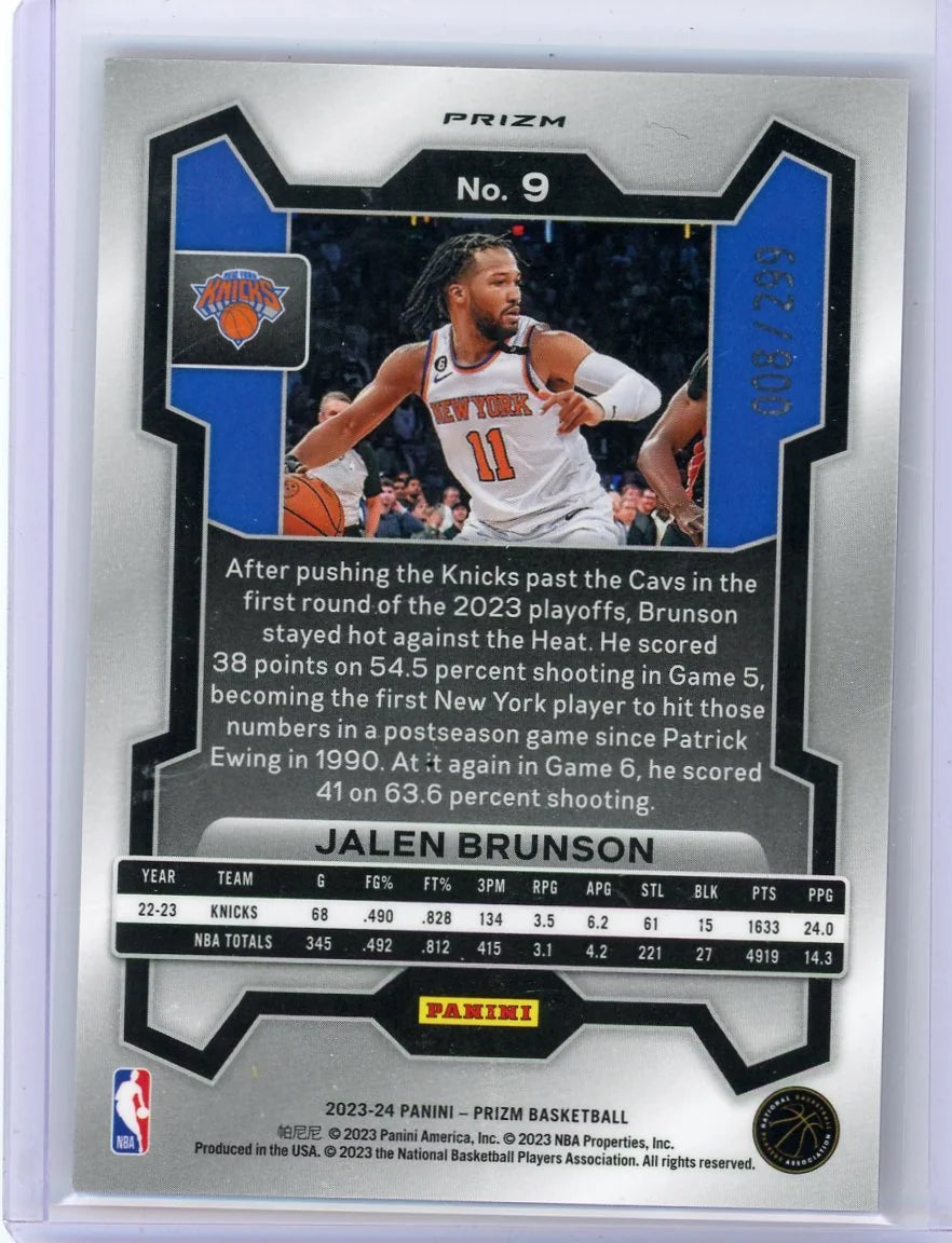 Jalen Brunson 2023-24 Panini Prizm Red Prizm #'d 008/299