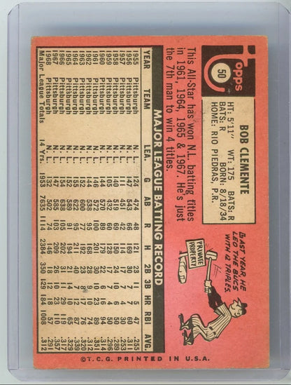 Roberto (Bob) Clemente 1969 Topps #50