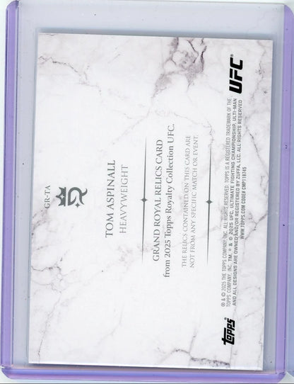 Tom Aspinall 2025 Topps Royalty Collection UFC Fighter Worn Grand Royal Relics #'d 97/99