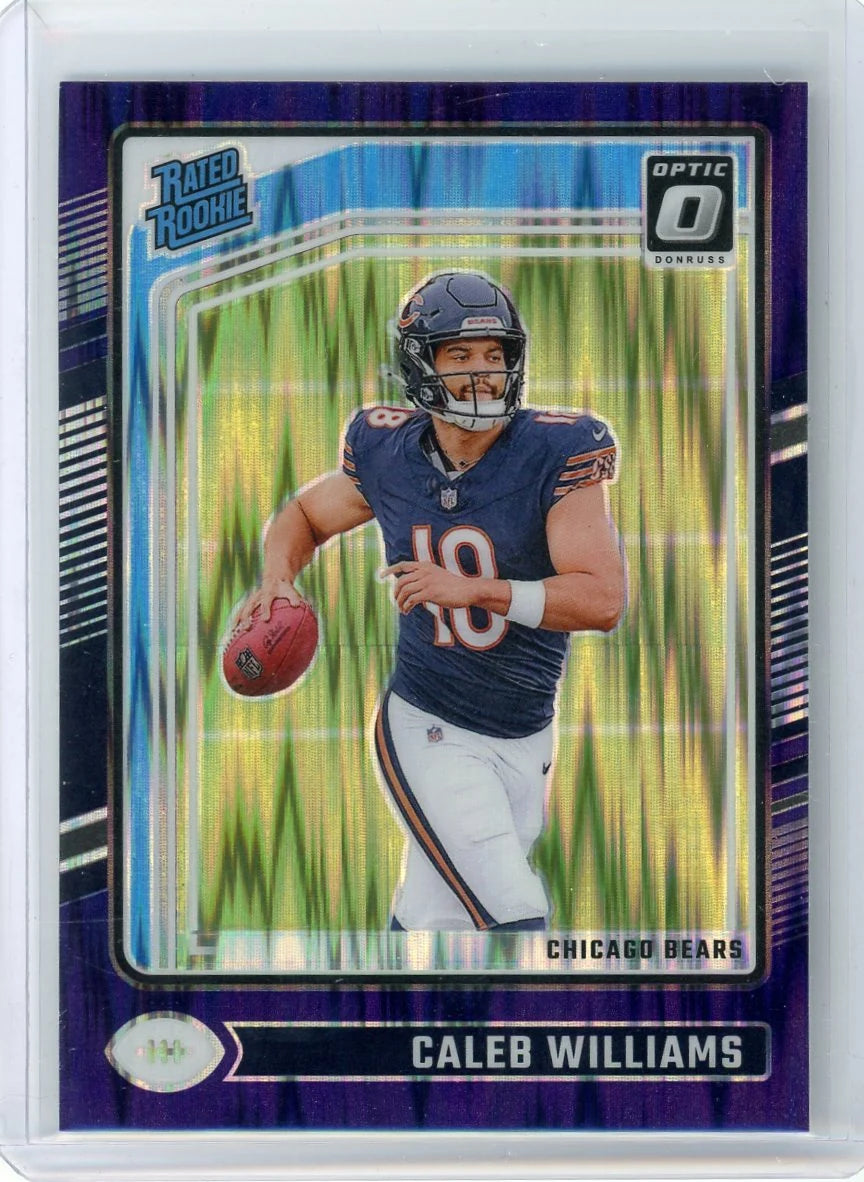 Caleb Williams 2024 Panini Donruss Optic Rated Rookie Purple Shock