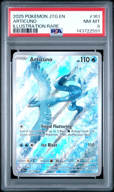 Articuno 2025 Pokemon Journey Together Illustration rare #161/159 PSA 8