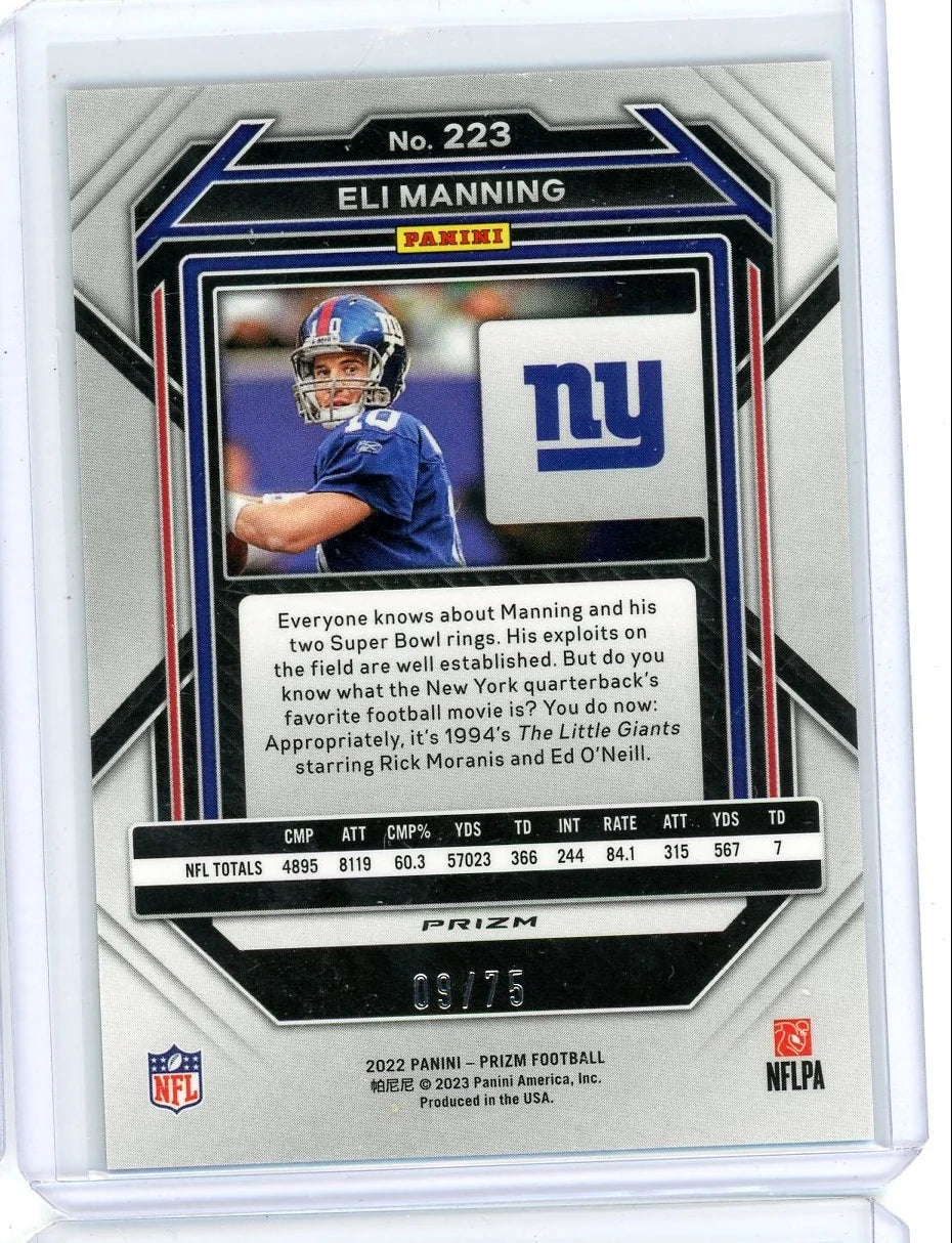 Eli Manning 2022 Panini Green Scope Prizm #'d 09/75