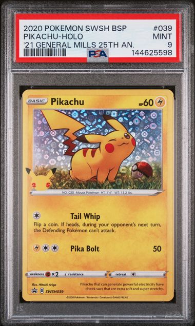 Pikachu 2020 Pokemon '21 General Mills 25th Anniversary Black Star Promo #039 PSA 9