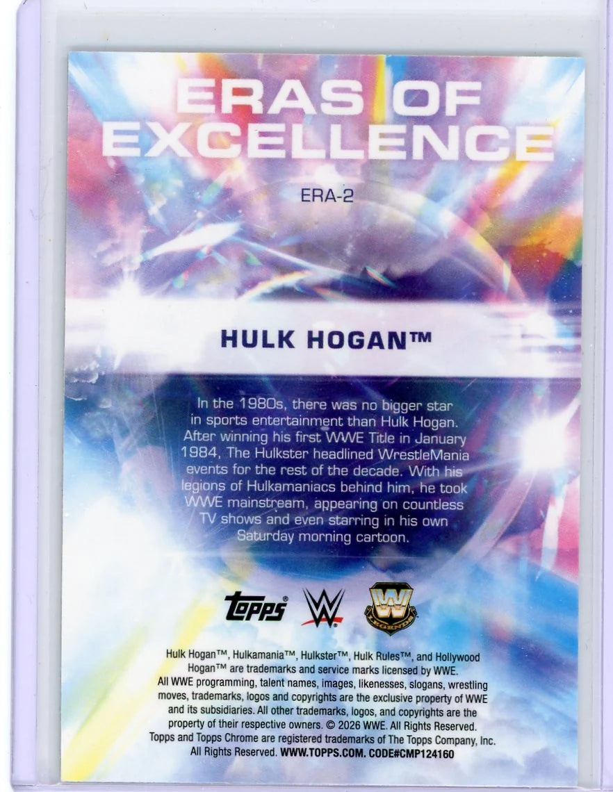Hulk Hogan 2026 Topps Chrome WWE Eras of Excellence Aqua Refractor #'d 186/199