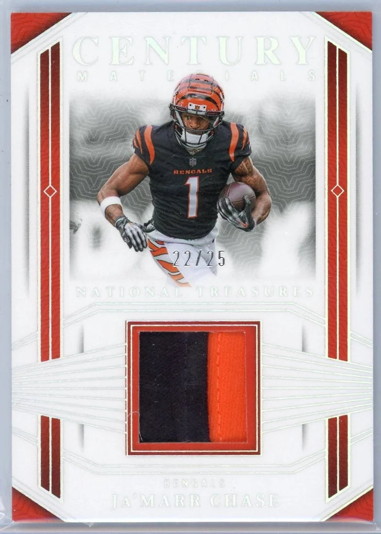 JaMarr Chase 2023 Panini National Treasures Century Materials #'d 22/25