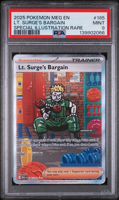 Lt. Surge's Bargain 2025 Pokémon Mega Evolution Special Illustration Rare #185/132 PSA 9
