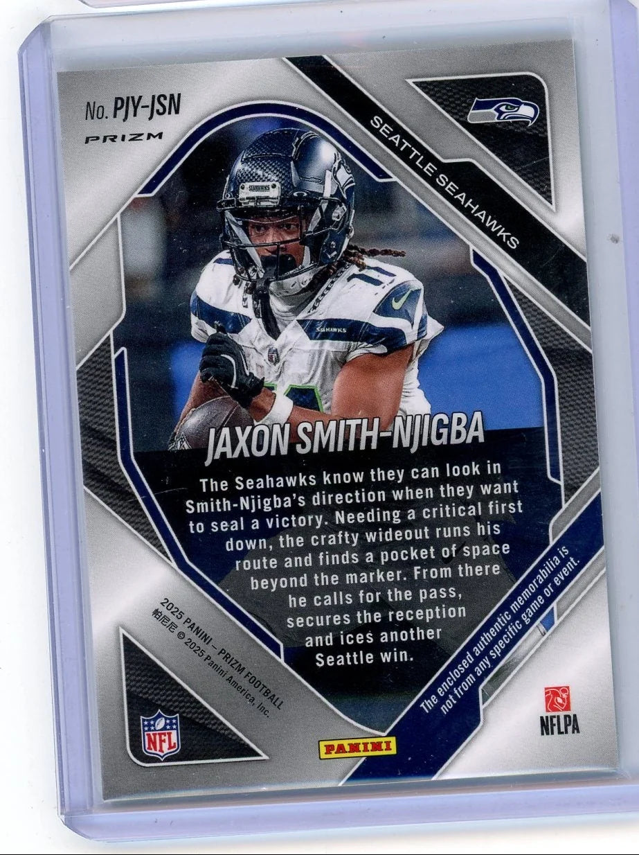 Jaxon Smith-Njigba 2025 Panini Prizm Football Premier Patches Green Pulsar