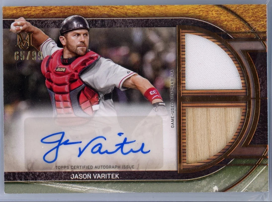 Jason Varitek 2025 Topps Museum Collection Dual Relic Autograph #'d 65/99