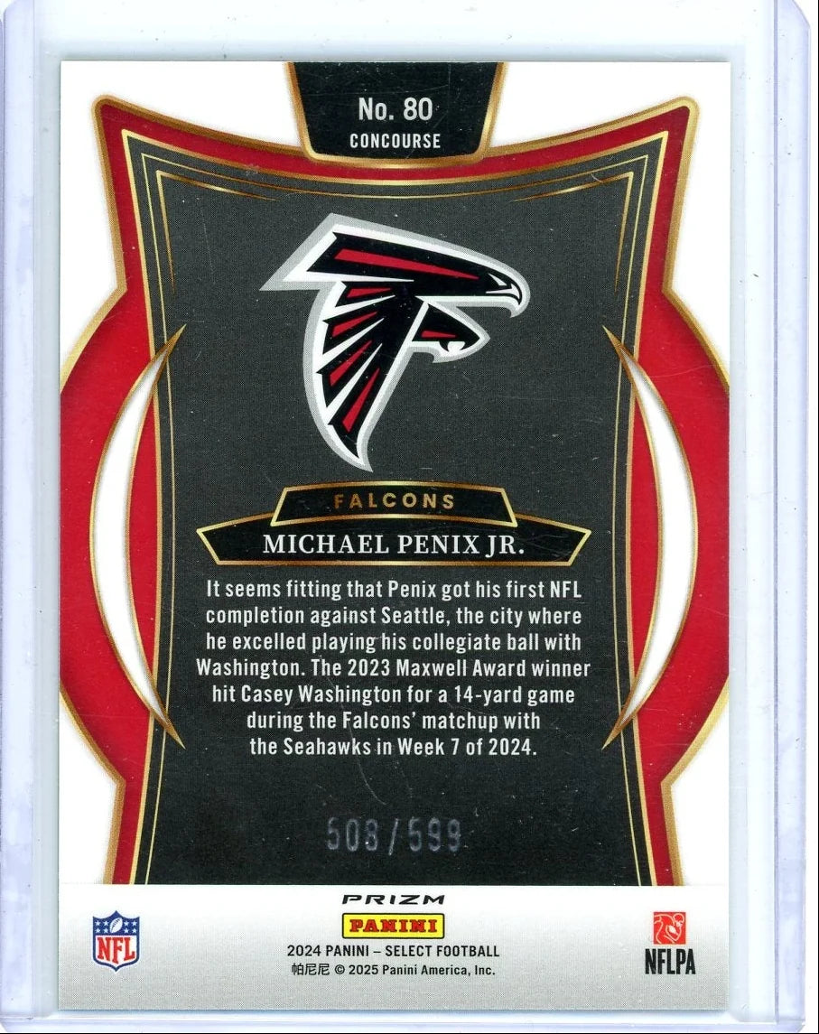 Michael Penix Jr. 2024 Panini Select Concourse Green Shock Prizm RC #'d 508/599