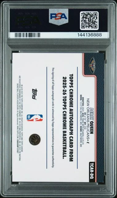 Derik Queen 2025 Topps Chrome Autograph Rookie Orange Geometric #'d 10/25 PSA 8