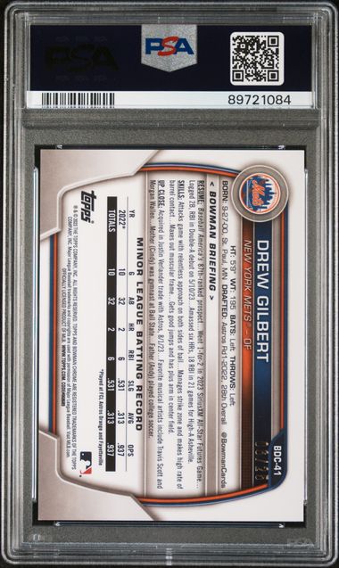 Drew Gilbert 2023 Bowman Draft Sapphire Orange #'d 06/25 PSA 9