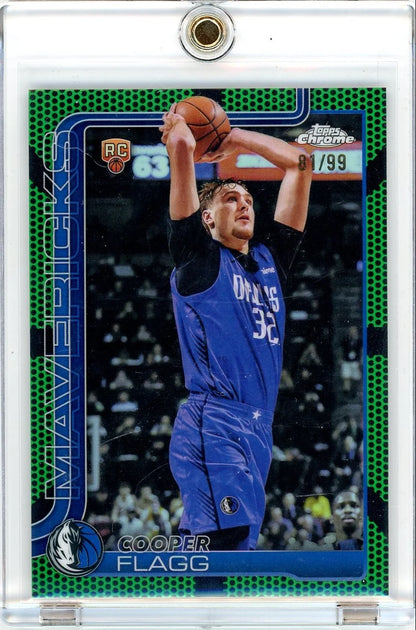 Cooper Flagg 2025-26 Topps Chrome Green Basketball Refractor RC #'d 81/99