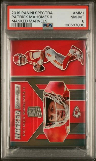 Patrick Mahomes II 2019 Panini Spectra Masked Marvels #'d 87/99 PSA 8