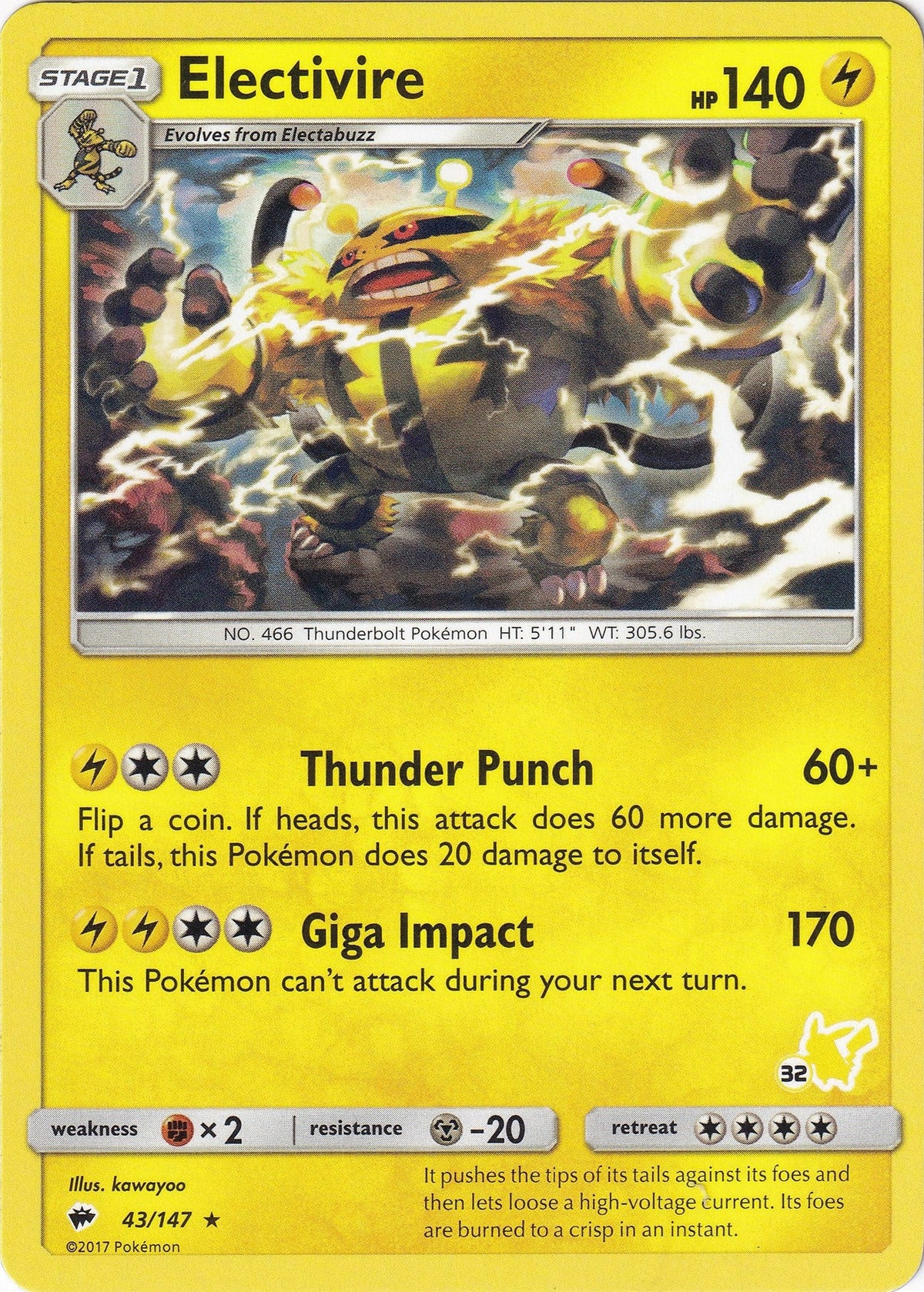 Electivire- 43/147 (#32 Pikachu Stamped) (043/147) (Battle Academy) (BTA)