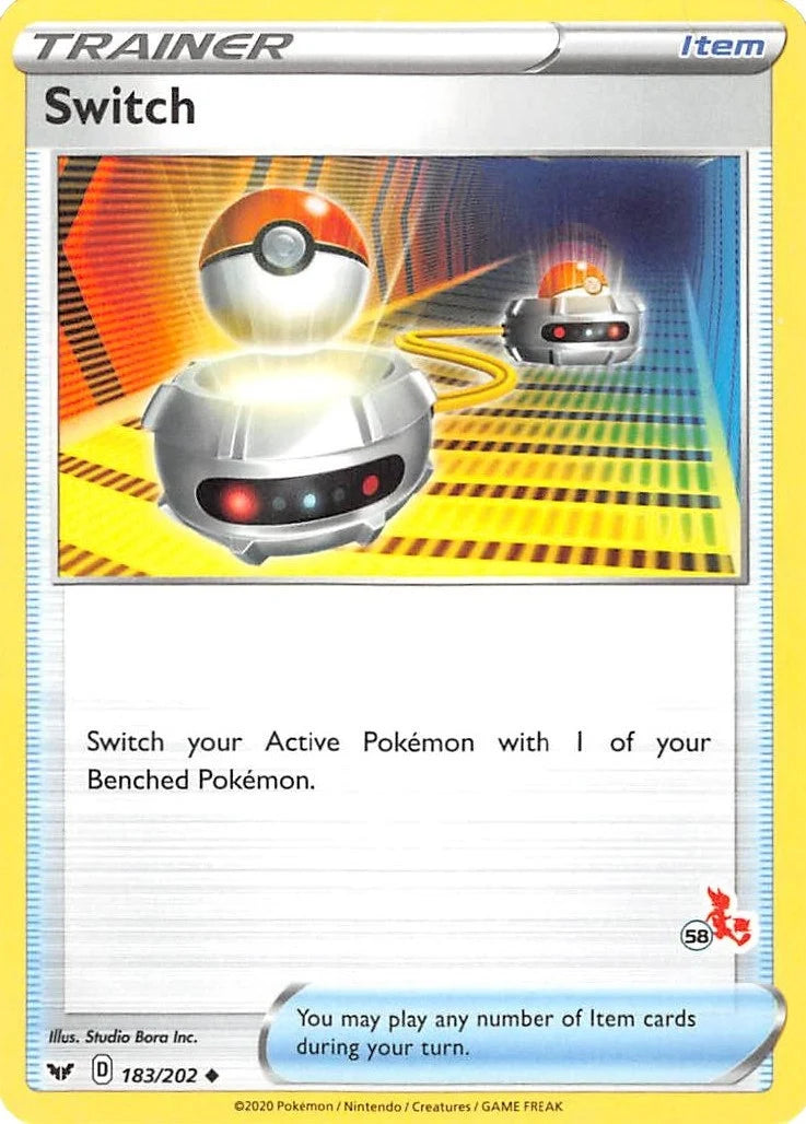 Switch - 183/202 (#58 Cinderace Stamped) (183/202) (Battle Academy 2022) (BA22)