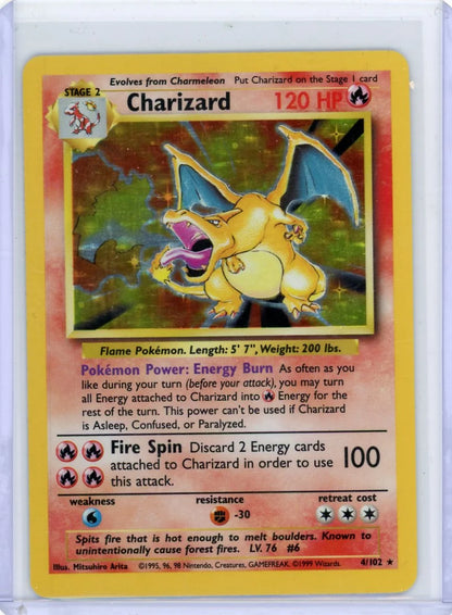 Charizard Pokémon Base Set Unlimited Holo #4/102 LP