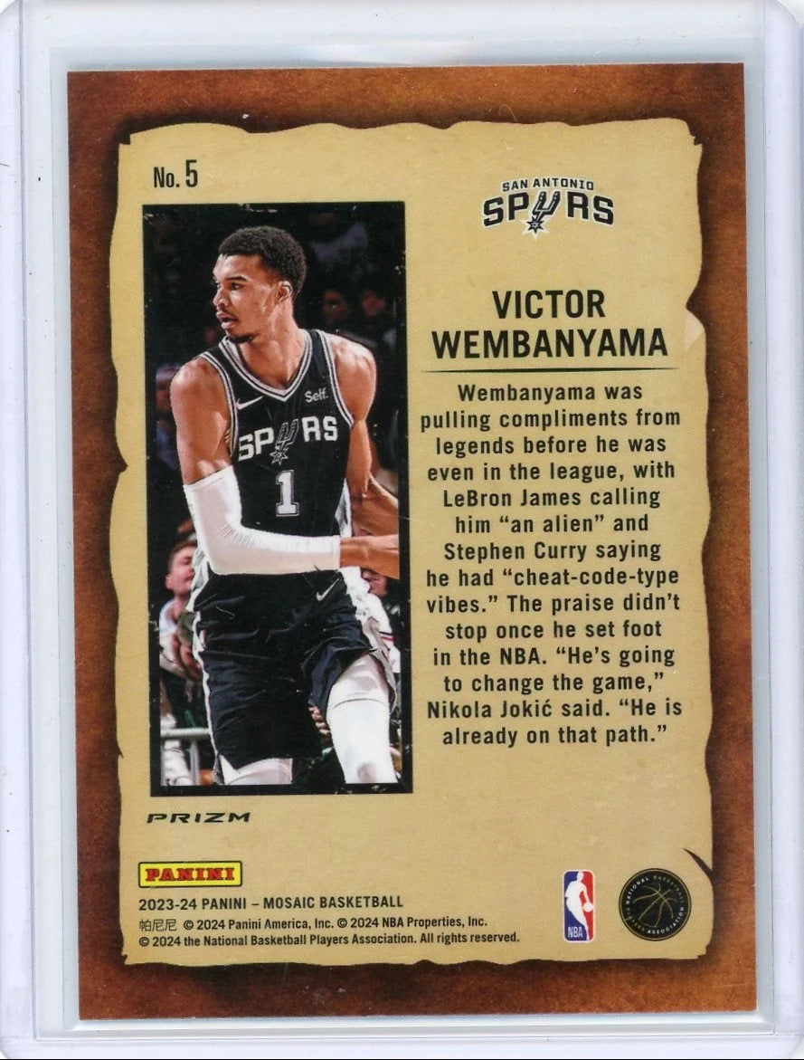 Victor Wembanyama 2023-24 Panini Mosaic Notoriety Mosaic rookie card