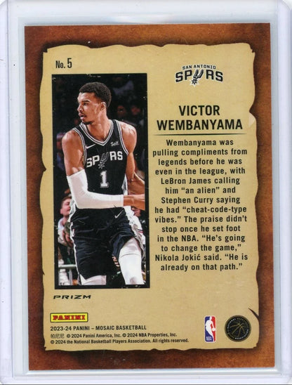 Victor Wembanyama 2023-24 Panini Mosaic Notoriety Mosaic rookie card