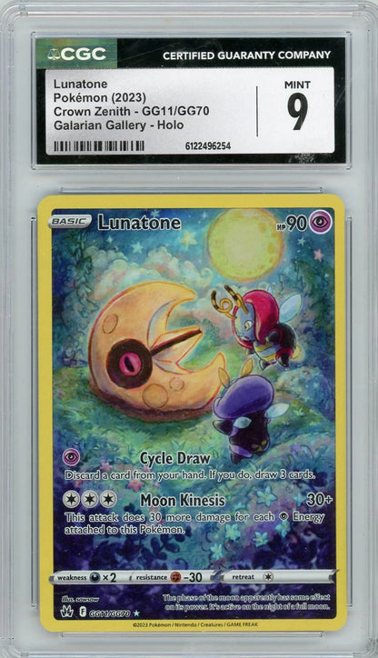 Lunatone 2023 Pokemon Crown Zenith Galarian Gallery #GG11/GG70 CGC 9