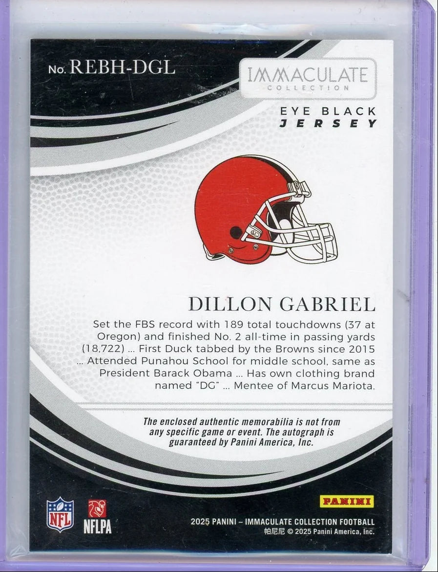 Dillon Gabriel 2025 Panini Immaculate Eye Black RPA #'d 71/99