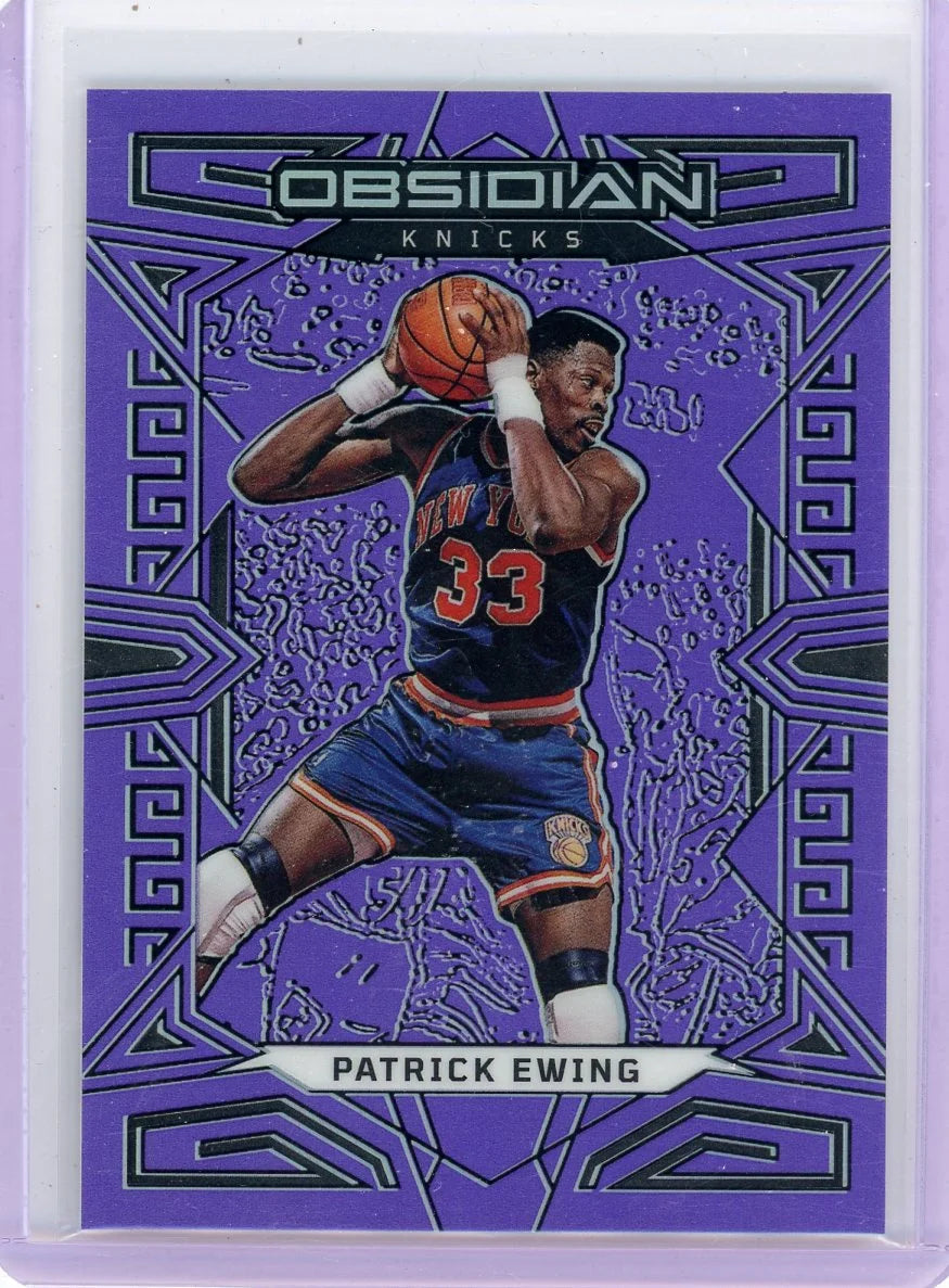 Patrick Ewing 2022-23 Panini Obsidian Purple Flood Electric Etch #'d 06/49