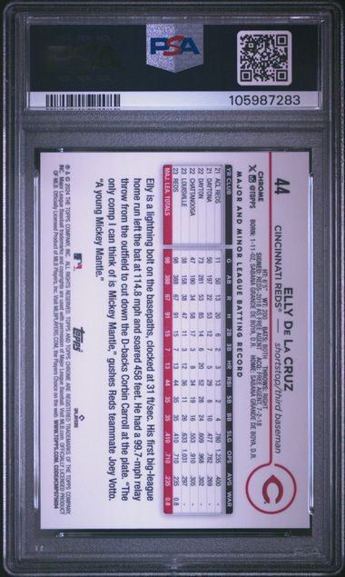 Elly De La Cruz 2024 Topps Chrome rookie card #44 PSA 10