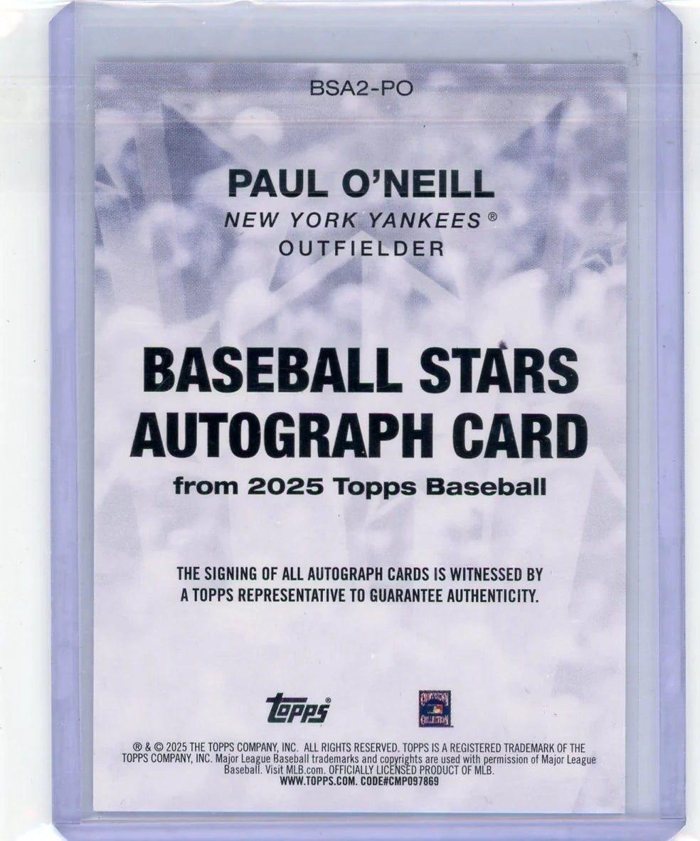 Paul O'Neill 2025 Topps Baseball Stars autograph blue #'d 138/150