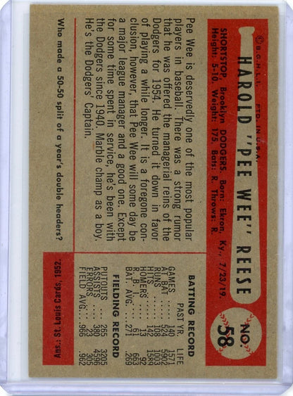 Pee Wee Reese 1954 Bowman #58