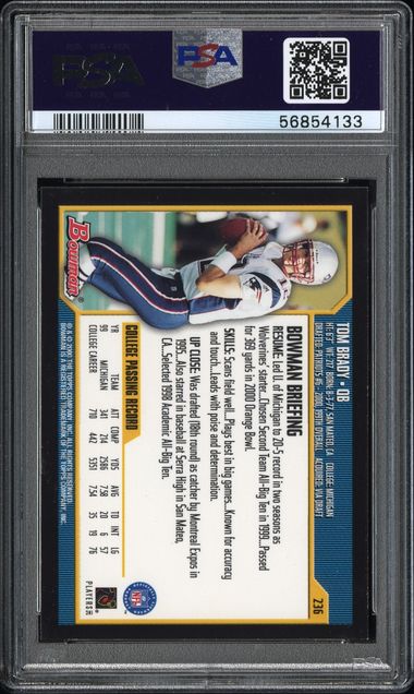 Tom Brady 2000 Bowman Rookie PSA 8