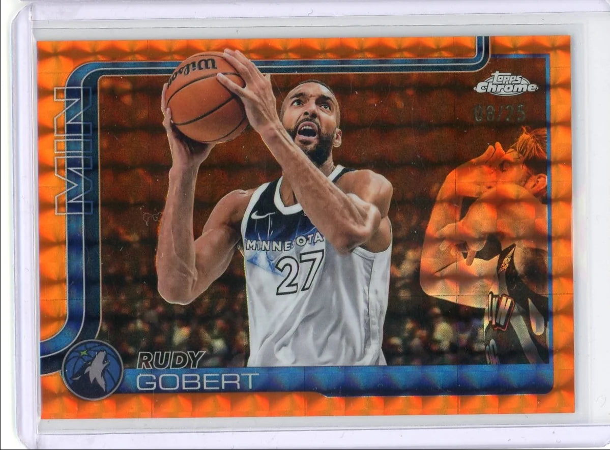 Rudy Gobert 2025 Topps Chrome Orange Geometric Refractor #'d 08/25