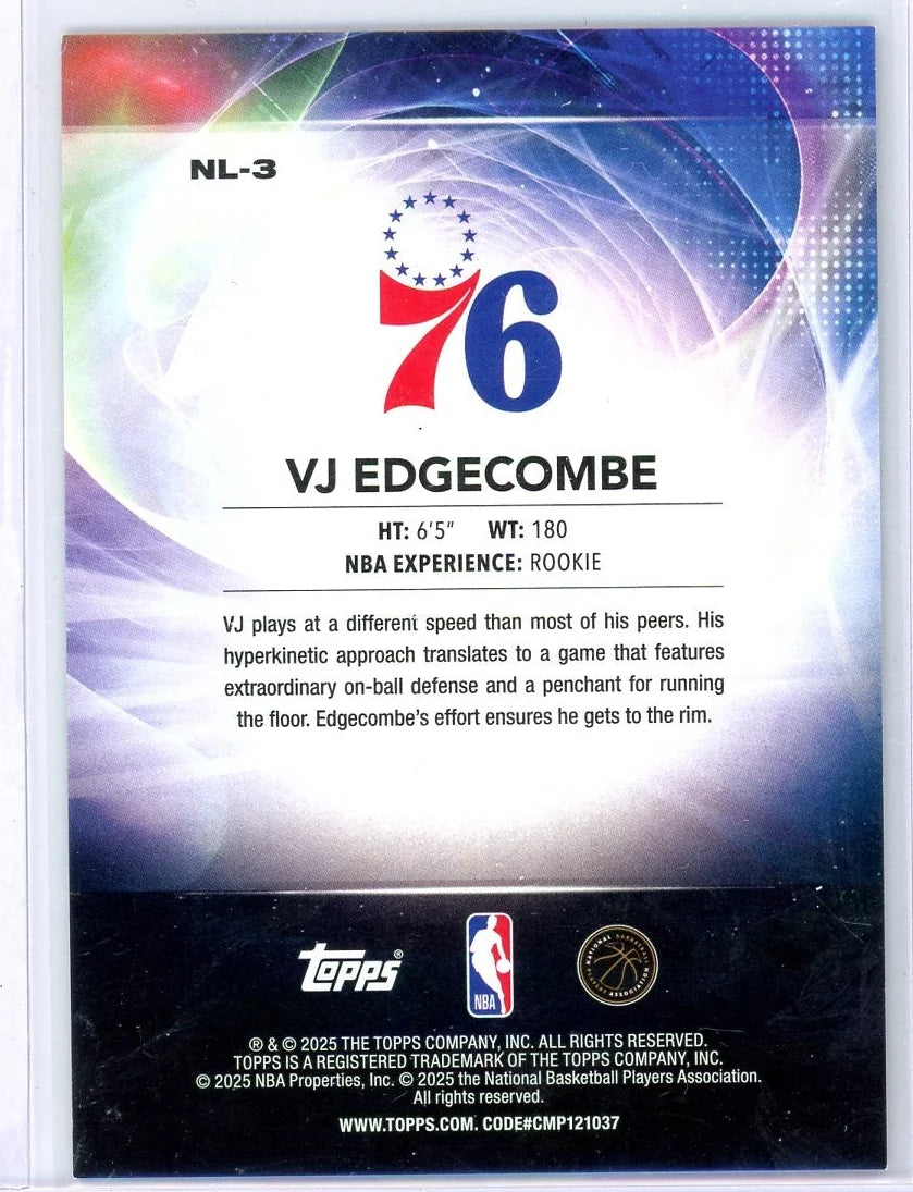 VJ Edgecombe 2025 Topps Basketball No Limit Gold Rookie #'d 02/50