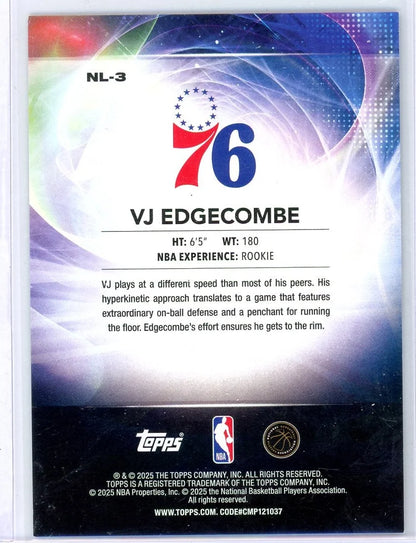 VJ Edgecombe 2025 Topps Basketball No Limit Gold Rookie #'d 02/50